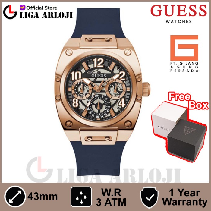 GUESS GW0569G3 Original PRODIGY Jam Tangan Pria Analog Navy Silicone
