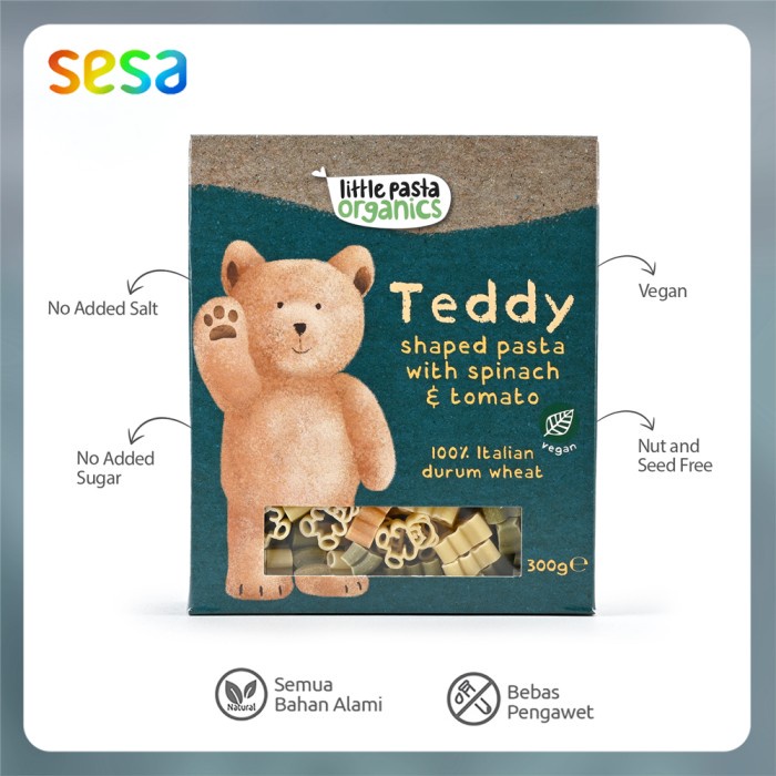 

itte Pasta Organics - Teddy Shaped Pasta 300 g | Pasta Anak