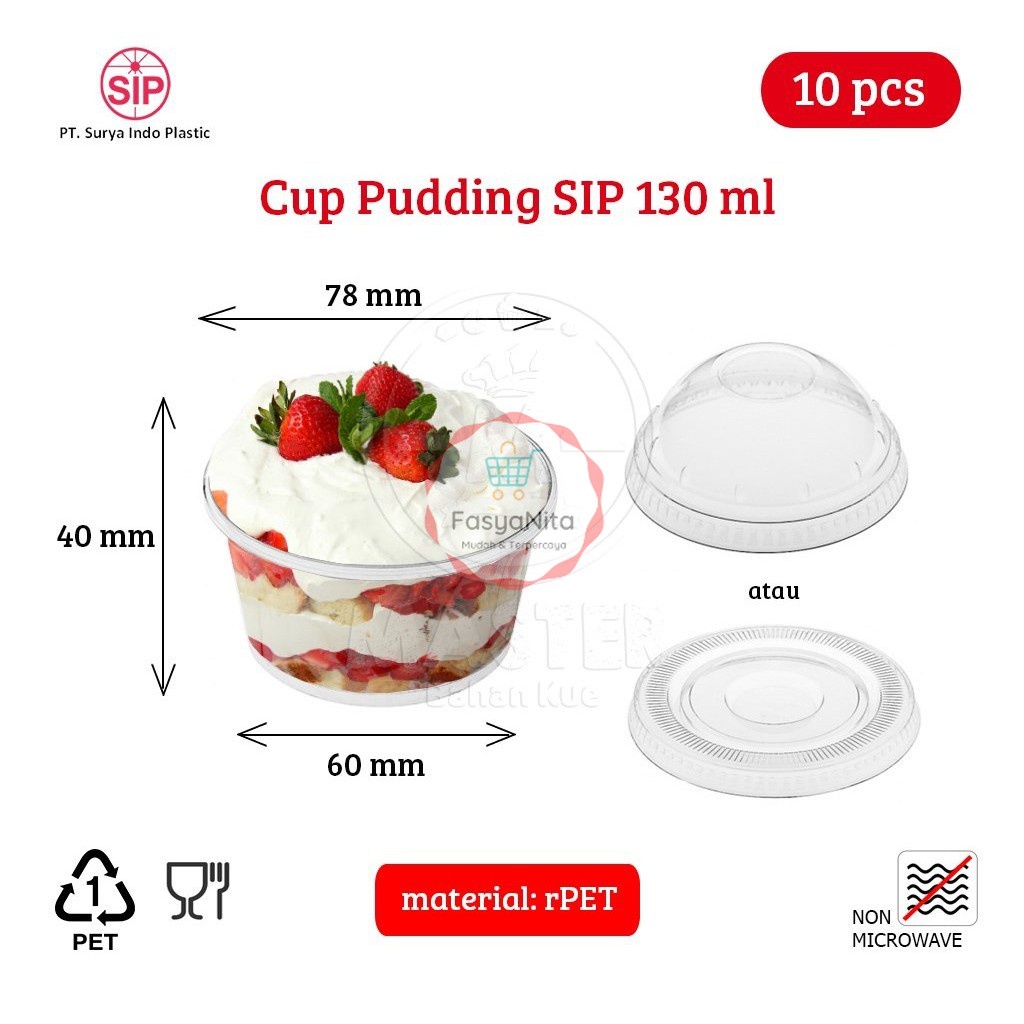 Cup puding sip 130 ml + tutup datar / cembung [per 10 pcs]