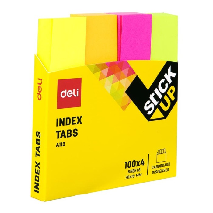 

DELI Index Tabs Memo Pembatas Buku A11202 76x19mm (isi 100s x 4 Warna)