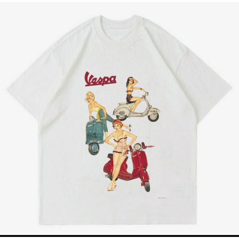 BAJU VESPA 50S - NONA NONA | T-SHIRT VESPA PUTIH | KAOS VESPA VINTAGE | BAJU VESPA TAHUN TUA |