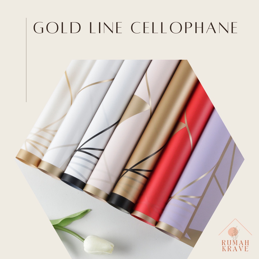 

RUMAH KRAVE - Gold Line Cellophane Kertas Buket Bunga Emas Geometri