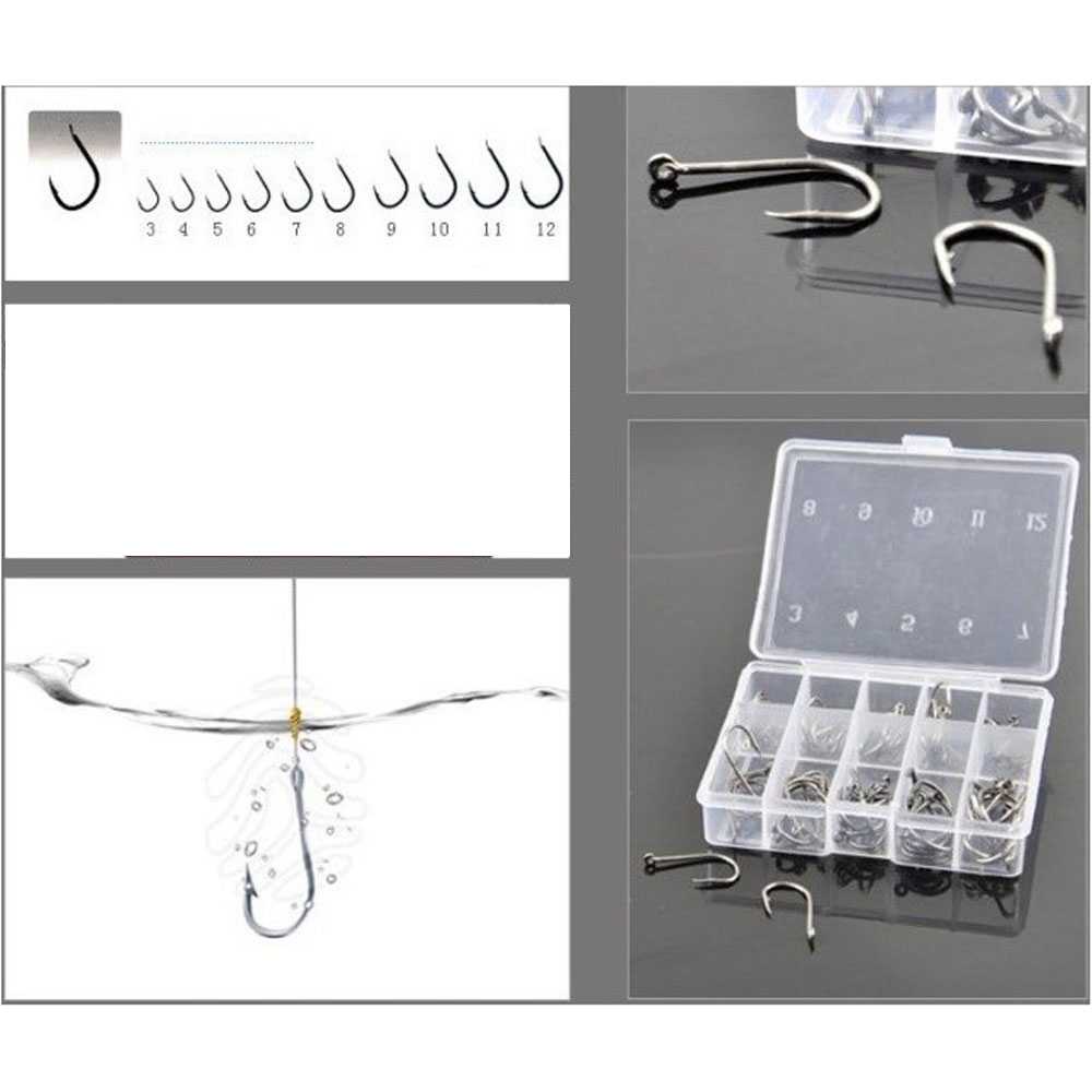 Long Handled Fishing Hook Kail Pancing No 3-12 Set