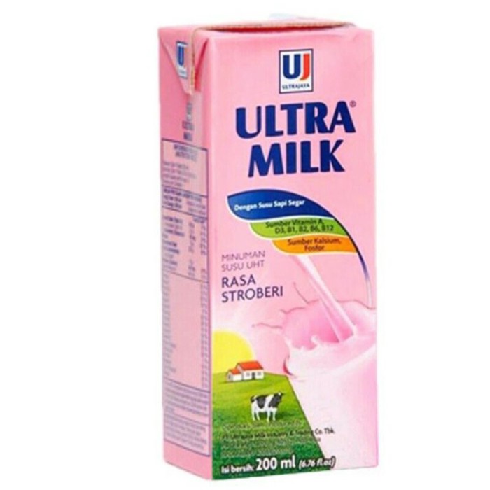 

Ultra milk 200ml Coklat Strawberry Full cream Taro Caramel - Strawberry