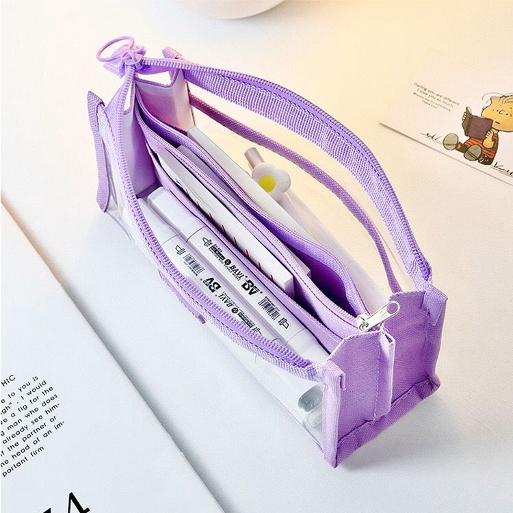 

[Miloli] Kotak Pensil Lechengcai Tempat Pena Kosmetik Kapasitas Besar Pvc Transparant Stationery -