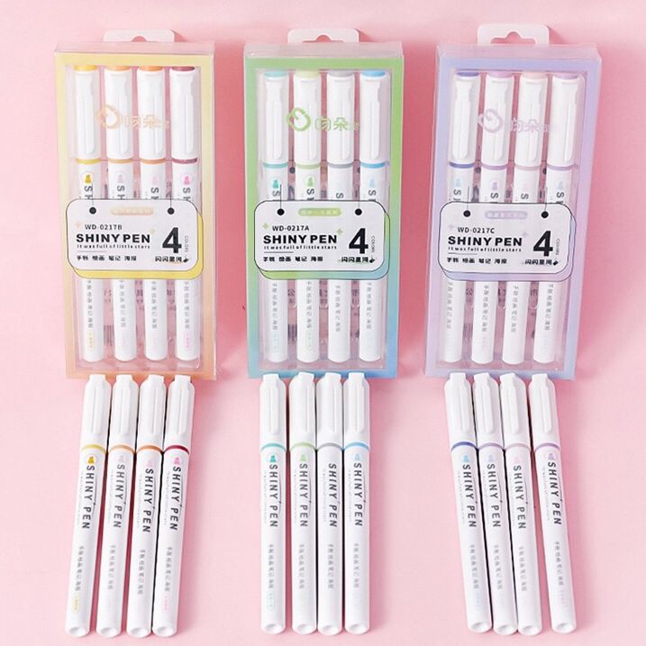 [MIDORI] 1Set SHINY PEN HIGHLIGHTER Warna Set Glitter Colour Pen Pensil Warna Series - D0050