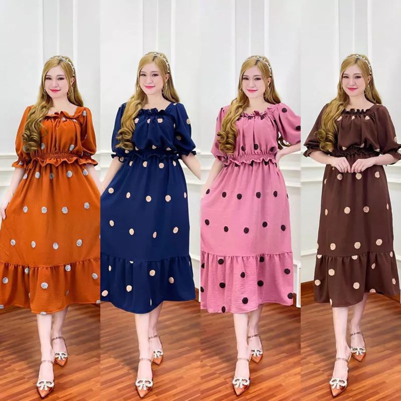 Dress Rayon Crinkle Airflow Bordir Pompom || Daster Busui Friendly Terbaru || Pakaian Wanita Best Se