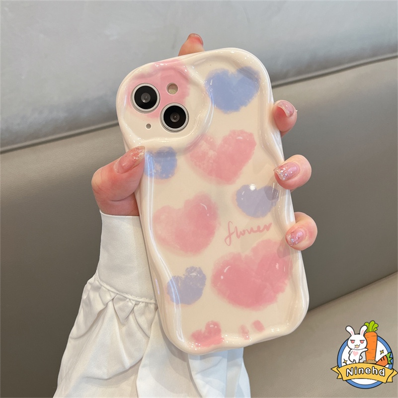 IPHONE Casing Kompatibel Untuk Iphone14 13 12 11 Pro Max X Xr Xs Max8 7 6 6s Plus SE Ins Gaya Korea Lukisan Minyak Hati Cinta Ponsel Case Silikon Paket Lengkap Shockproof Cover Pelindung