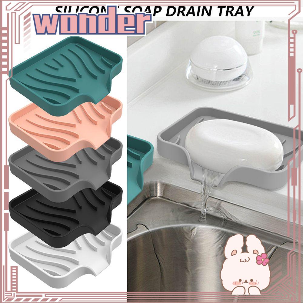 Wonder Sabun Cuci Piring Silikon Meja Scrubber Dengan Nampan Wastafel Bibir Tiris Built-in