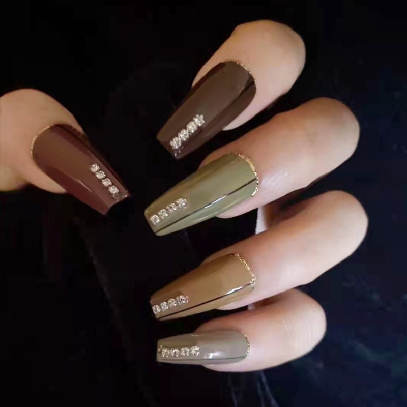 Siy 504pcs Tekan Pada Kuku Penuh Penutup Palsu Buatan Tip Kuku Panjang Tip Finger Sculpted-Alat Manicure Kuku Salon-Rumah D