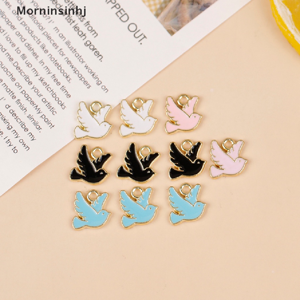 Mornin 10pcs 10*10mm Liontin Metal Peace Dove Untuk Membuat Perhiasan DIY Aksesoris id