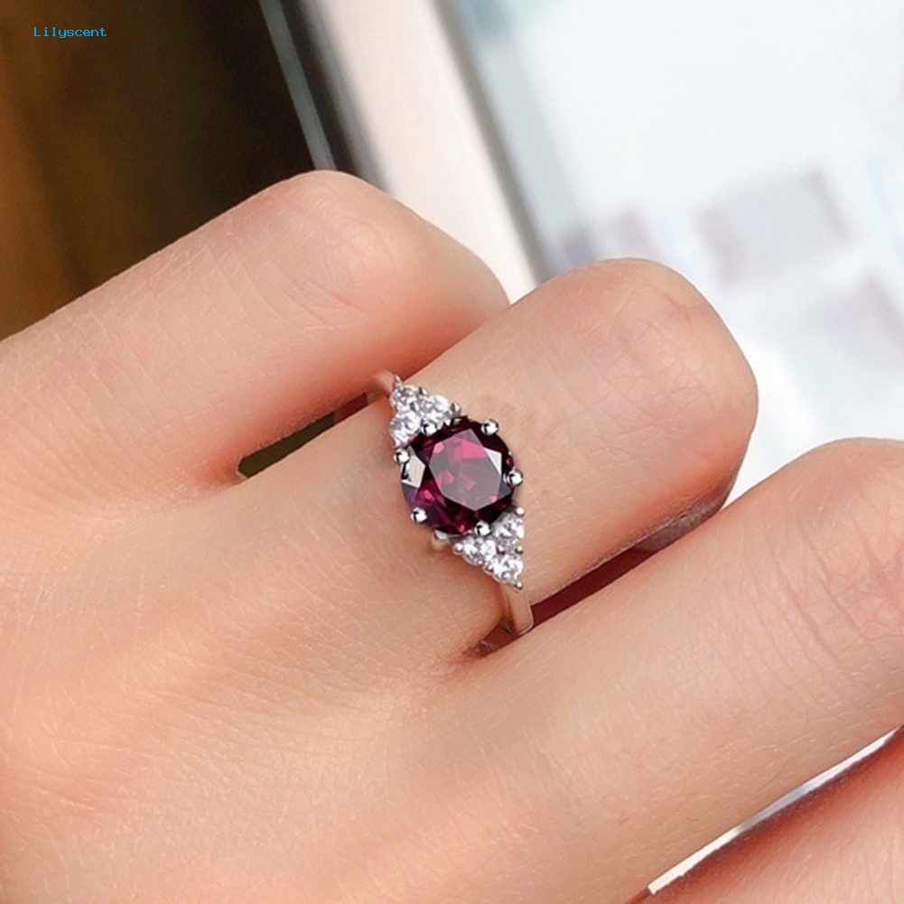 Lilyscent Wanita Faux Safir Garnet Zamrud Batu Permata Jari Cincin Pernikahan Perhiasan Hadiah