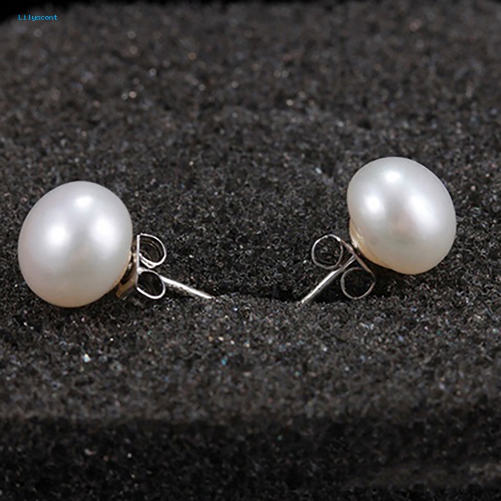 Anting Mutiara Imitasi Lilyscent Untuk Liburan Paduan Kancing Putih Ear Studs Elegan