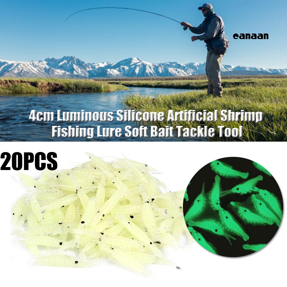 Cnn-20pcs 4 cm Luminous Silicone Artificial Udang Memancing Umpan Lembut Tackle Tool