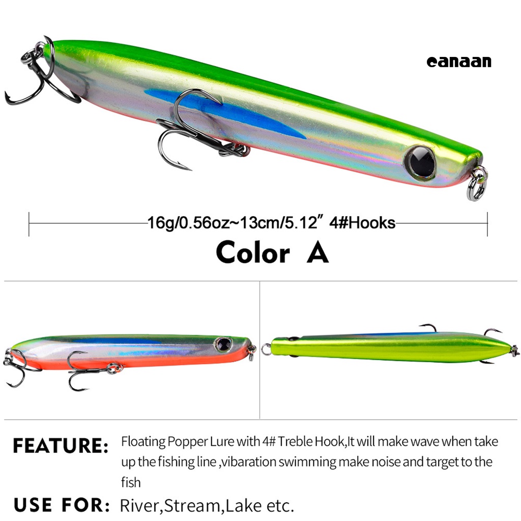 Cnn-13cm/16g Barbed Popper Lure 3D Mata Umpan Keras Tajam Dengan Kait Treble Aksesori Memancing
