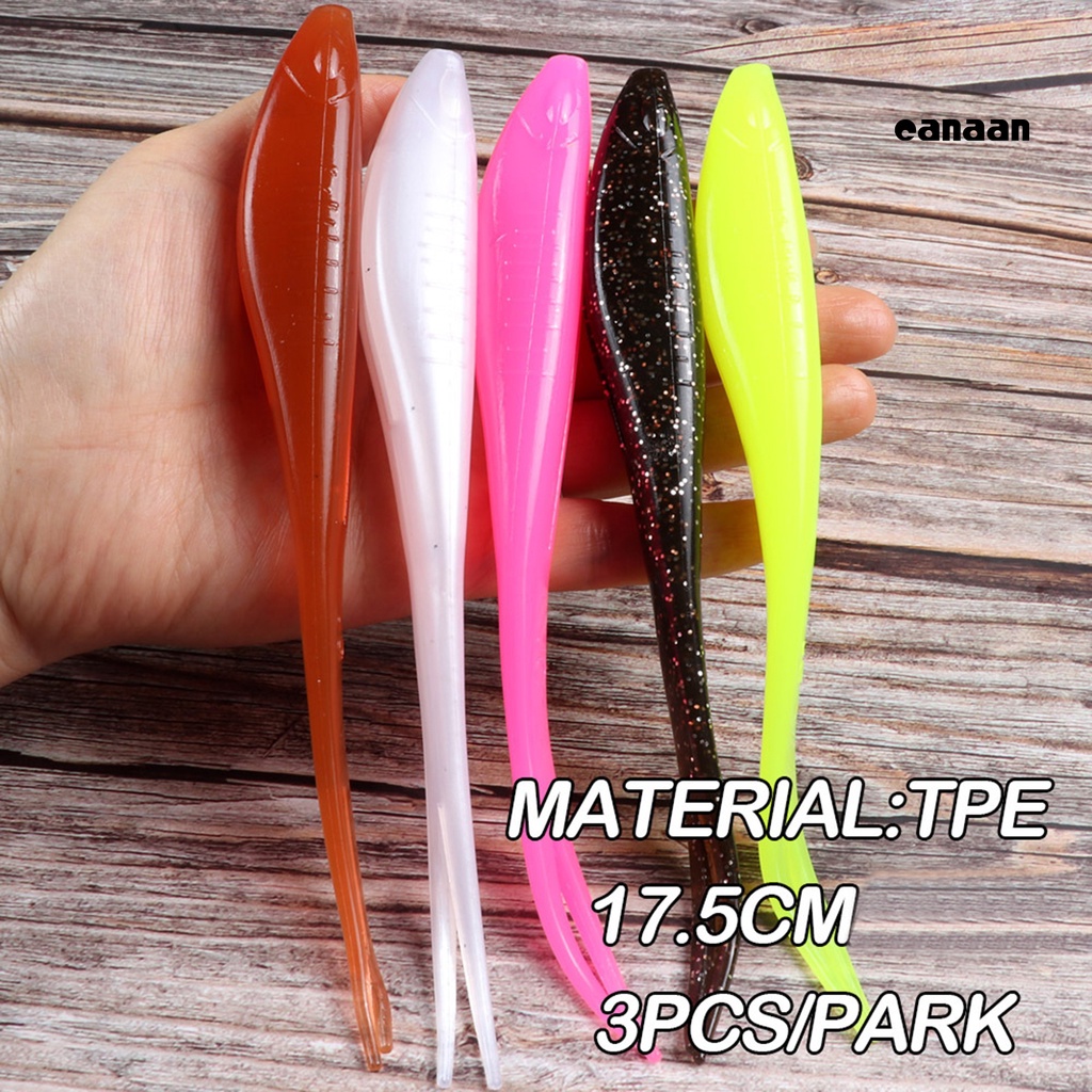 Cnn-3pcs 175mm T Ekor Bersinar TPE Umpan Lembut Kreatif Realistis Memancing Umpan Perlengkapan Memancing