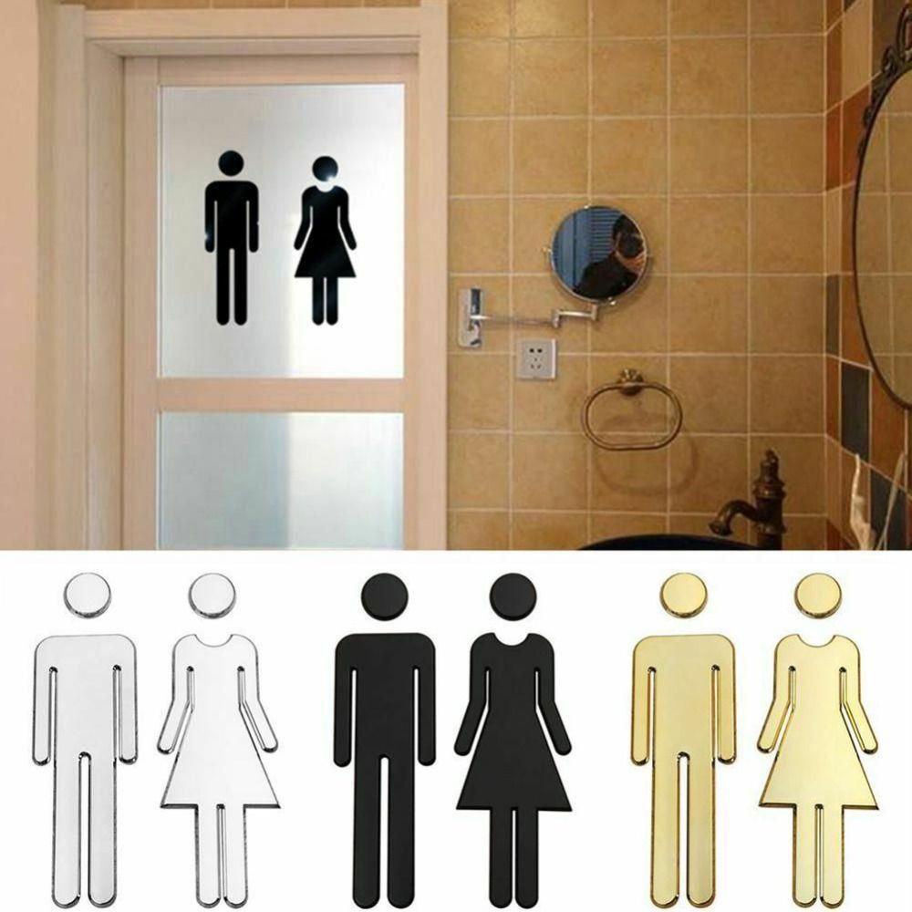 Fishstick Toilet Stiker Stereoskopik Diskriminate Washroom Sign Wc Pintu Kamar Mandi Sign Hotel Restoran Wanita Symbol Signboard