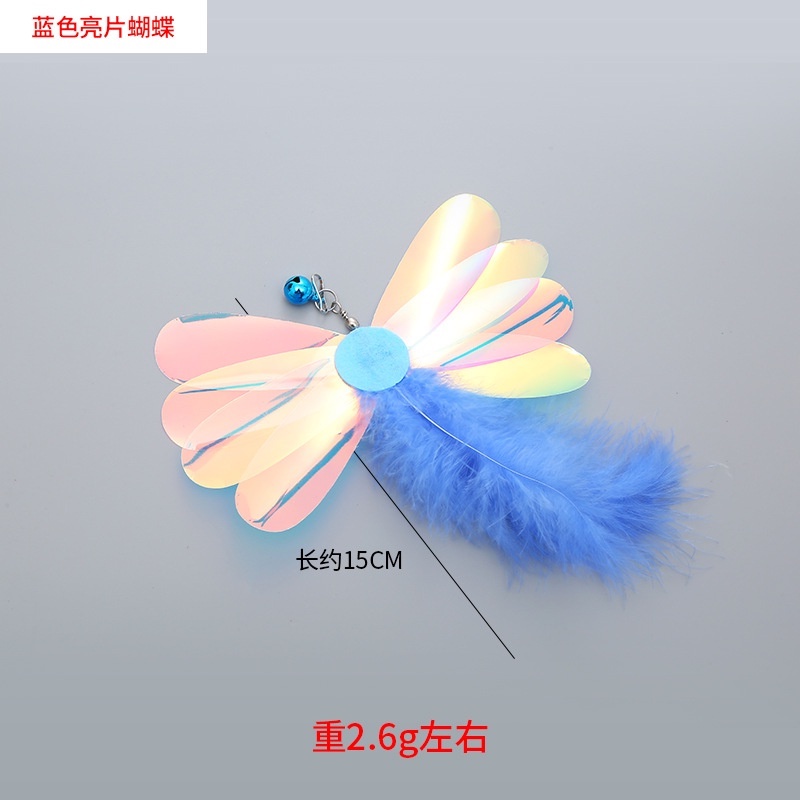 Mainan Kucing Pet Cat Fun Stick Bulu Pengganti Kepala Payet Series Log Handmade Feather Bell Produk Hewan Peliharaan