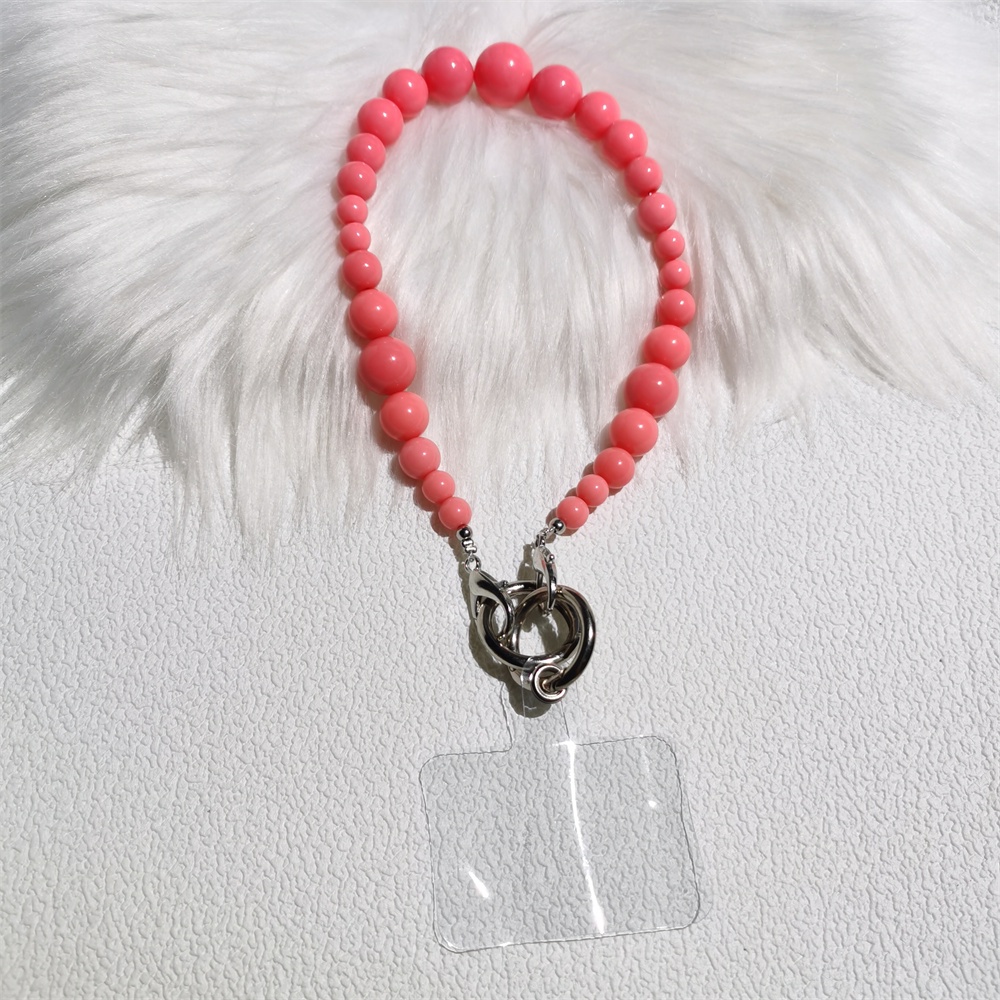 Perak Merah Muda Ungu Gantungan Kunci Rantai Ponsel Anti Hilang Lembut Tembikar Tali Tali Lanyard Manik-Manik Akrilik Warna-Warni Kasus Ponsel