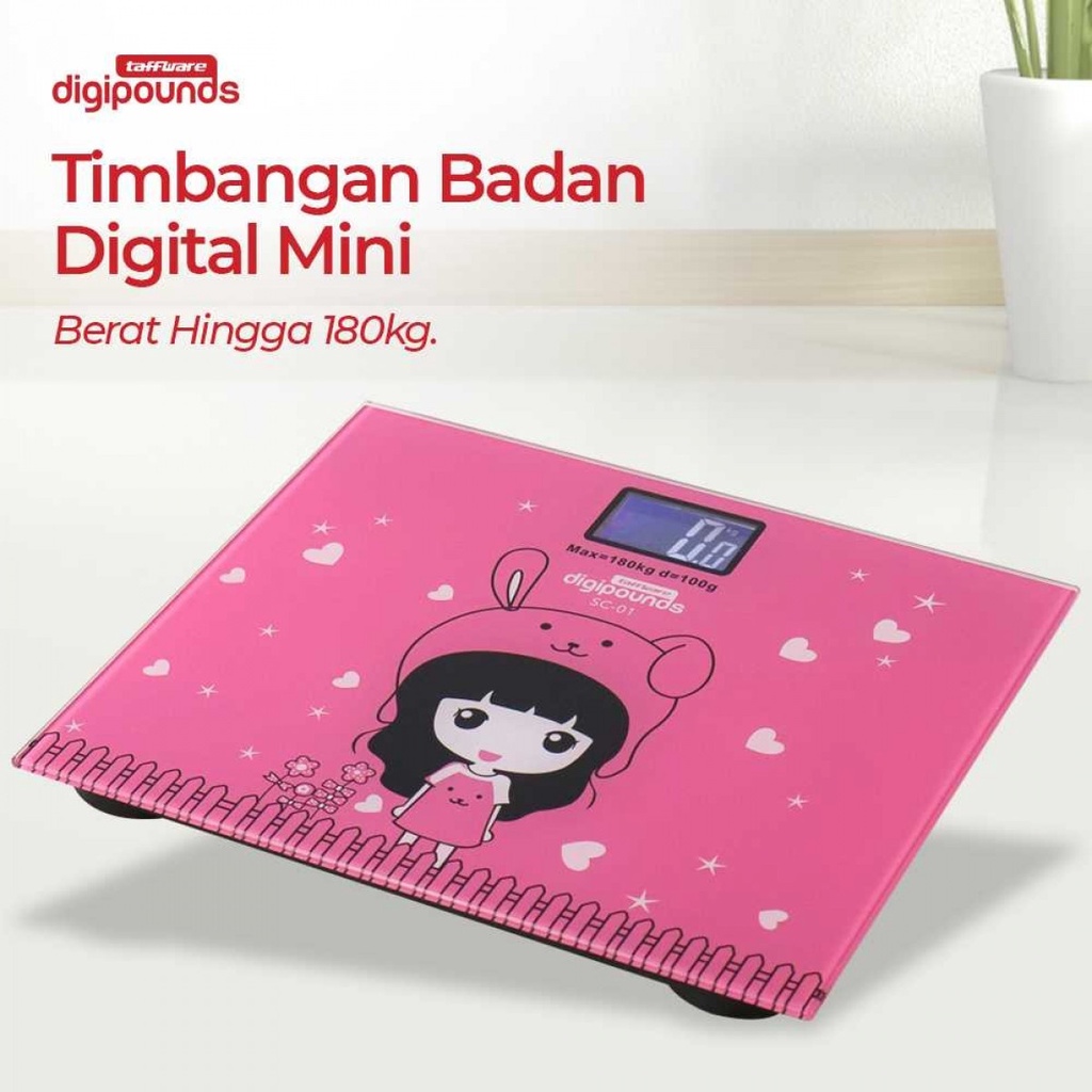 Timbangan Badan Mini Digital Model Kotak Gambar Kartun Lucu Max 180Kg