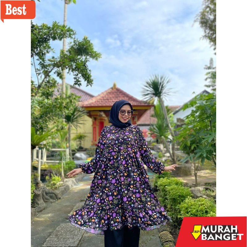 Tunik jumbo terbaru untuk wanita- BISA COD  TUNIK  RAYON JUMBO LD 130 XXXL LONG TUNIK OVERSIZE BAJU 
