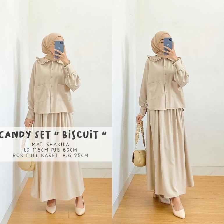 MSB 371One Set Candyana Oversize Daily Kemeja Rok Set Wolfis