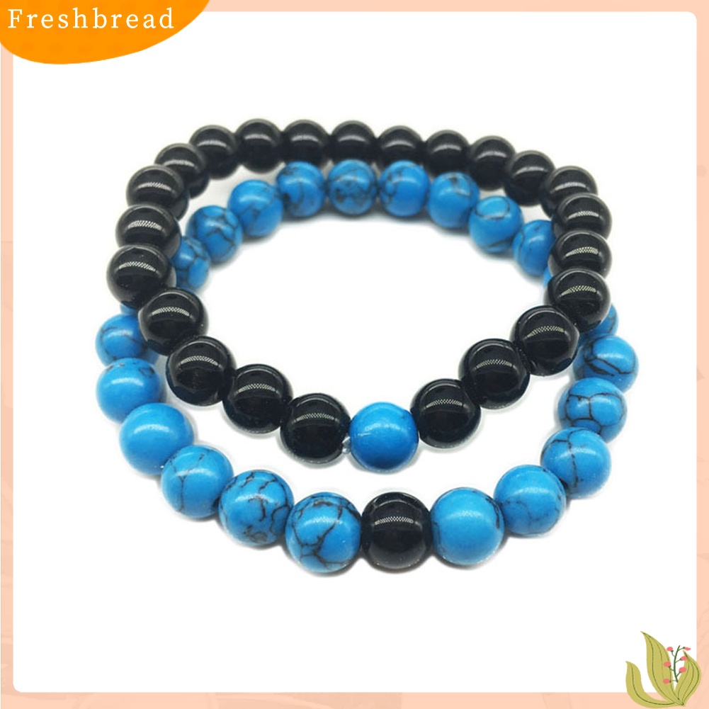 &lt; Freshbread &gt; 2Pcs/Set Manik-Manik Matte Pasangan Jarak Gelang Pria Wanita Best Friend Jewelry