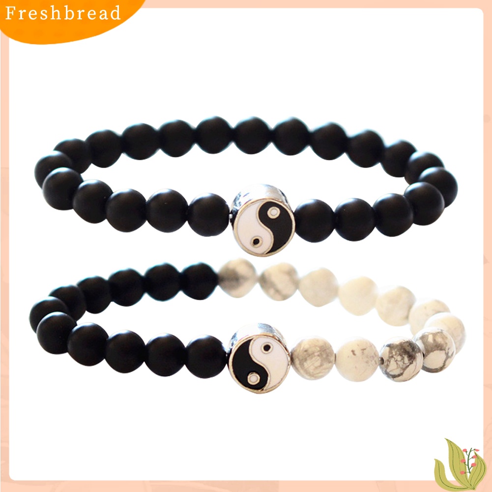 &lt; Freshbread &gt; Fashion Klasik Putaran Yin Yang Beads Unisex Gelang Pecinta Pasangan Perhiasan Hadiah