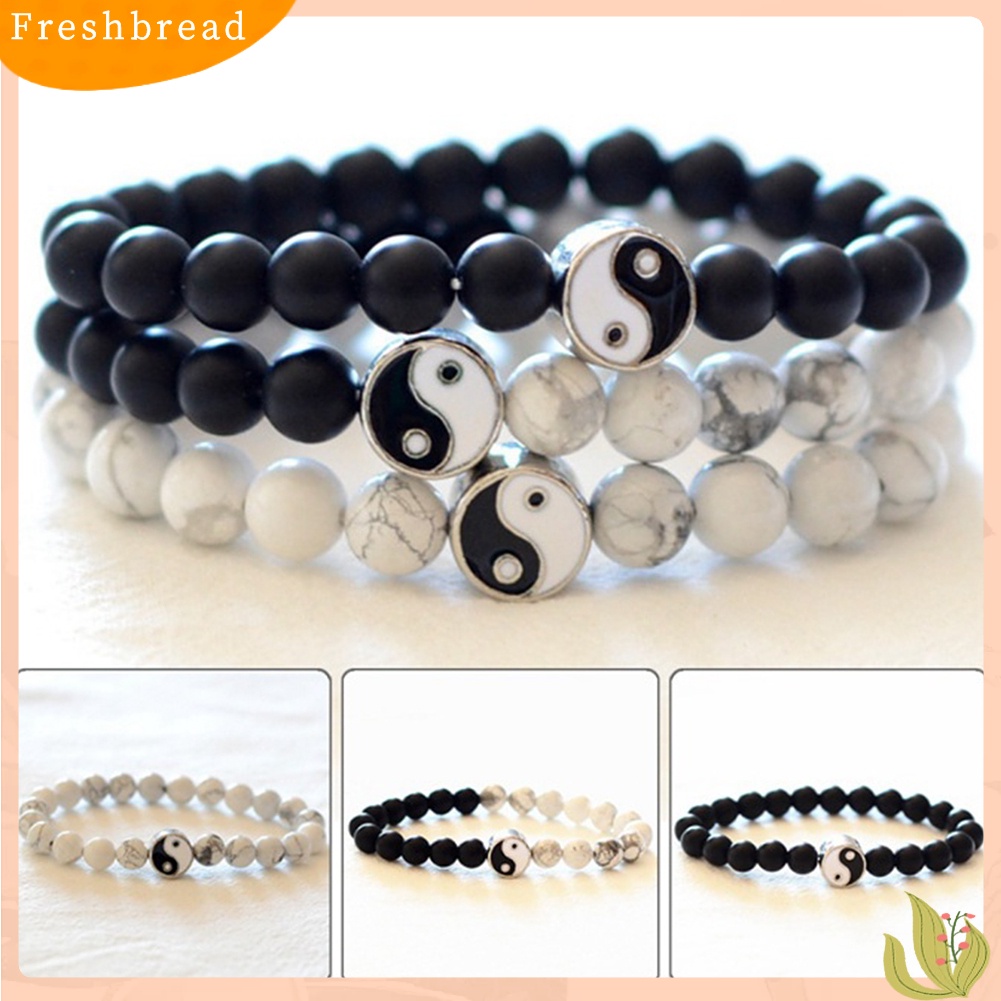 &lt; Freshbread &gt; Fashion Klasik Putaran Yin Yang Beads Unisex Gelang Pecinta Pasangan Perhiasan Hadiah