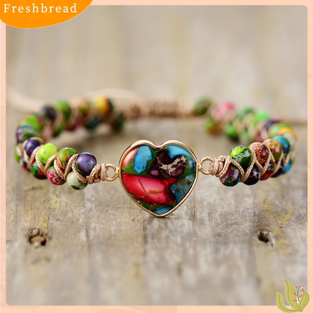 &lt; Freshbread &gt; Gelang Manik-Manik Adjustable Berbentuk Hati Manik-Manik Dua Lapis Buatan Tangan Hias Kepribadian Wanita Perhiasan Hadiah Gelang Tenun Untuk Kehidupan Sehari-Hari