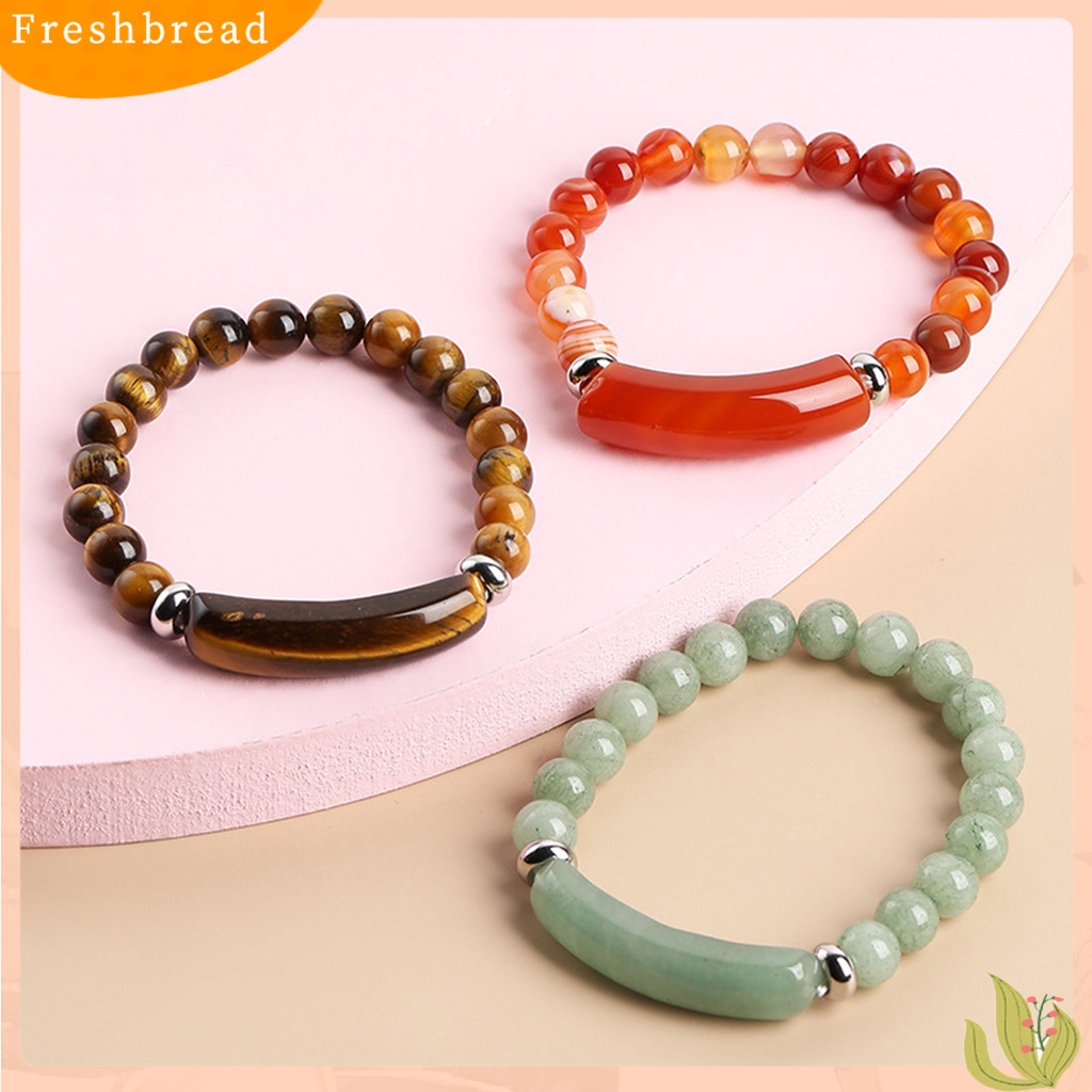 &lt; Freshbread &gt; Wanita Gelang 8mm Bulat Manik-Manik Batu Alam Elegan Merah Muda Faux Kristal Jembatan Wanita Gelang Fashion Perhiasan