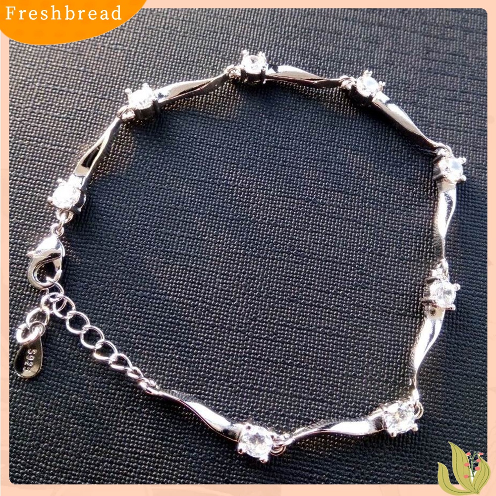 &lt; Freshbread &gt; Wanita Fashion Gelang Zirkon Hias Pesona Perhiasan Adjustable Bangle Pesta Hadiah