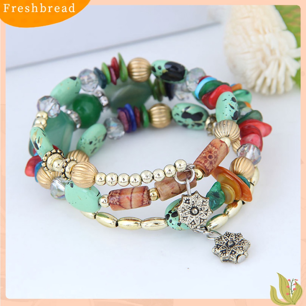 &lt; Freshbread &gt; Gelang Wanita Manik-Manik Gaya Vintage Turquoise Faux Crystal Student Bracelet Untuk Pakaian Sehari-Hari