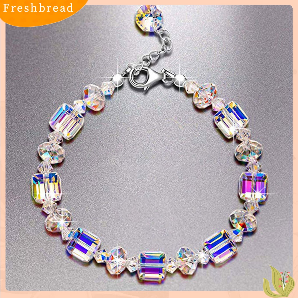 &lt; Freshbread &gt; Adjustable Extension Chain Mom Bracelet Buckle Closure Cubic Clear Gelang Kristal Imitasi Menawan Hadiah