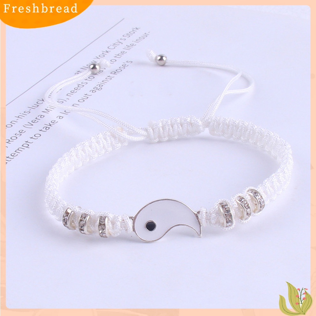 &lt; Freshbread &gt; 2Pcs Gelang Couple 2jodoh Yin Yang Tangan Rajutan Pria Wanita Berlian Imitasi Mengkilap Gelang Yang Dapat Disesuaikan Untuk Hari Kasih Sayang