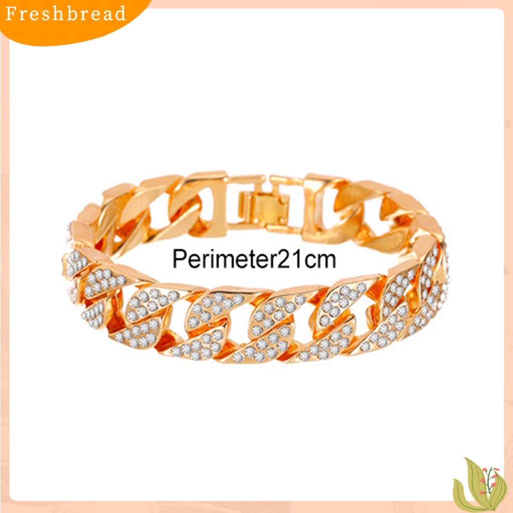 &lt; Freshbread &gt; Fashion Wanita Berlian Imitasi Bertatahkan Kuba Link Rantai Gelang Perhiasan Hadiah