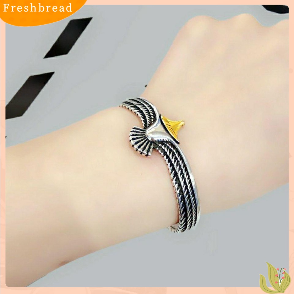 &lt; Freshbread &gt; Manset Gelang Electroplating Vintage Ukiran Pembukaan Anti-Korosif Menghias Karat-Bukti Pria Retro Elang Terbang Gelang Aksesori Pakaian