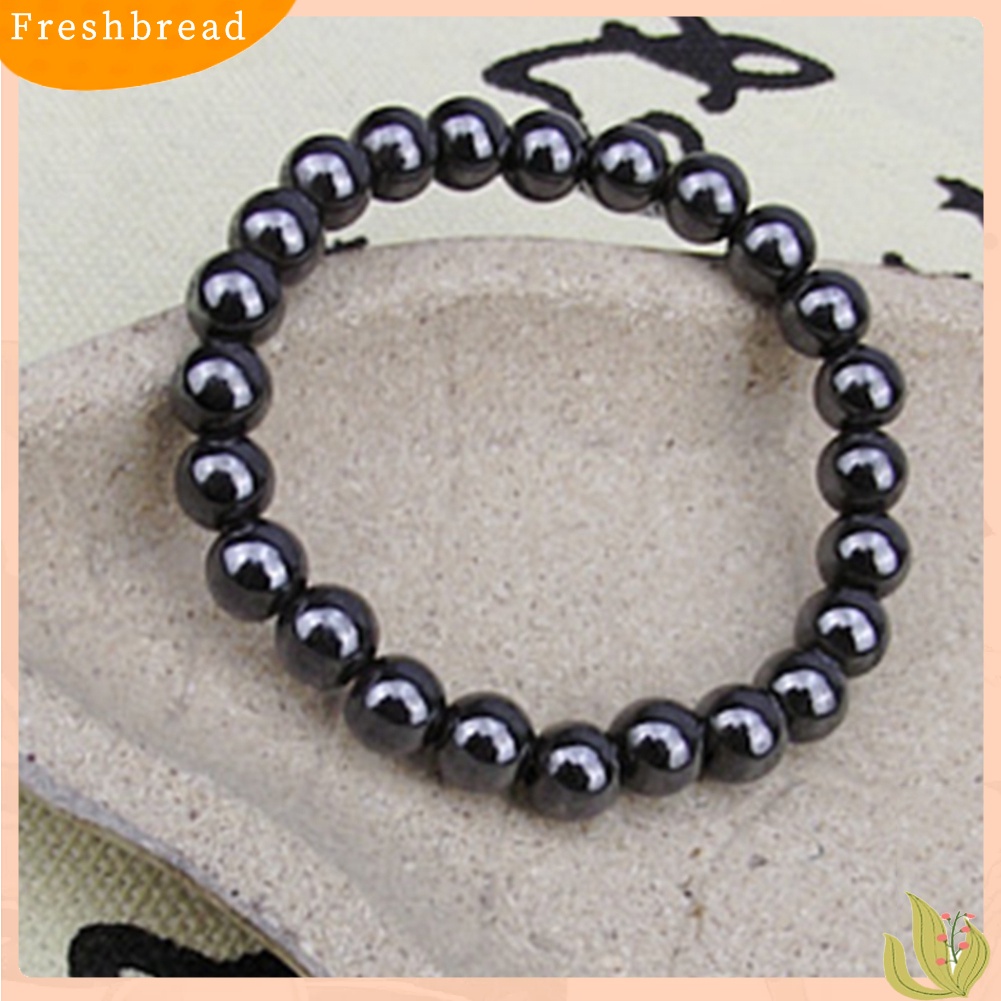 &lt; Freshbread &gt; Gelang Batu ic Bulat Hitam Fashion Unisex Perawatan Kesehatan Bangle Jewelry