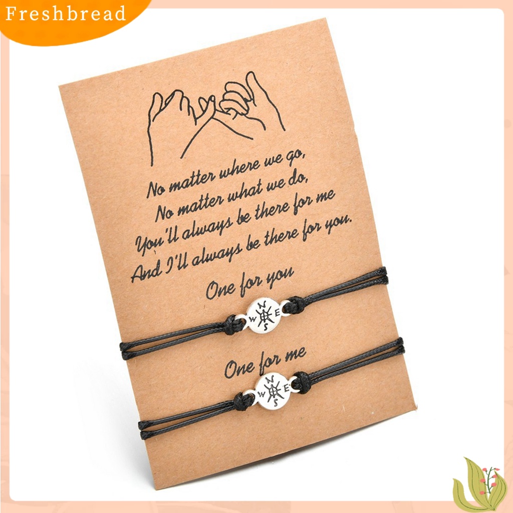 < Freshbread > 2Pcs Bentuk Kompas Tali Lilin Dapat Disesuaikan Pasangan Gelang Teman Hadiah Aksesoris