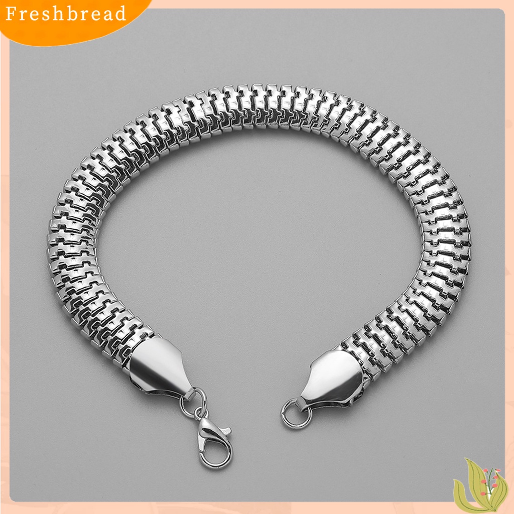 &lt; Freshbread &gt; Gelang Rantai Pria Double Layer Flat Snake Chain Jewelry Hip Hop Geometris Bangle Fashion Jewelry