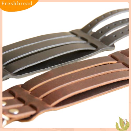 &lt; Freshbread &gt; Men Fashion Multilayer Belt Faux Leather Bracelet 3gesper Gelang Cuff Bangle