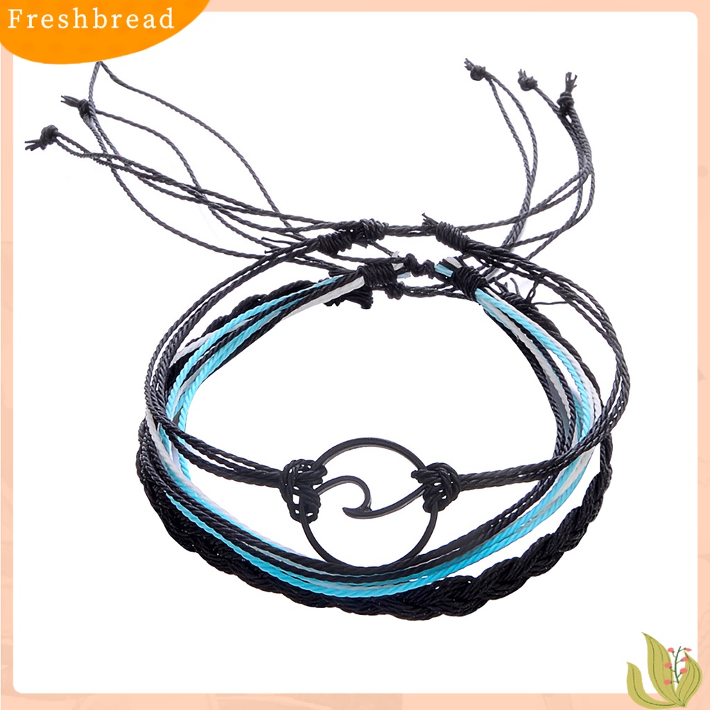 &lt; Freshbread &gt; 3Pcs/Set Gelang Multilayer Bohemia Tali Kepang Gelombang Lingkaran Gelang Tangan Untuk Pacaran