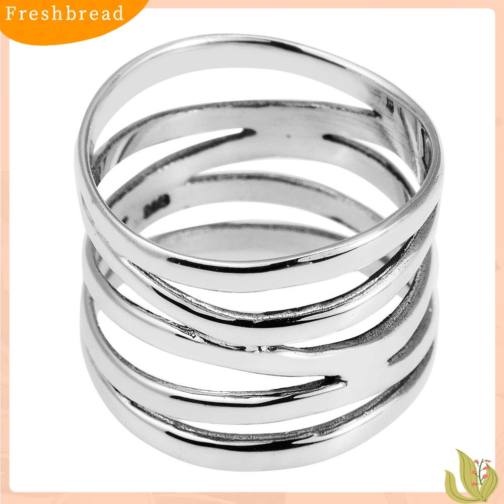 &lt; Freshbread &gt; Fashion Wanita Lebar 5band Coil Jari Cincin Pernikahan Pertunangan Pesta Perhiasan Hadiah