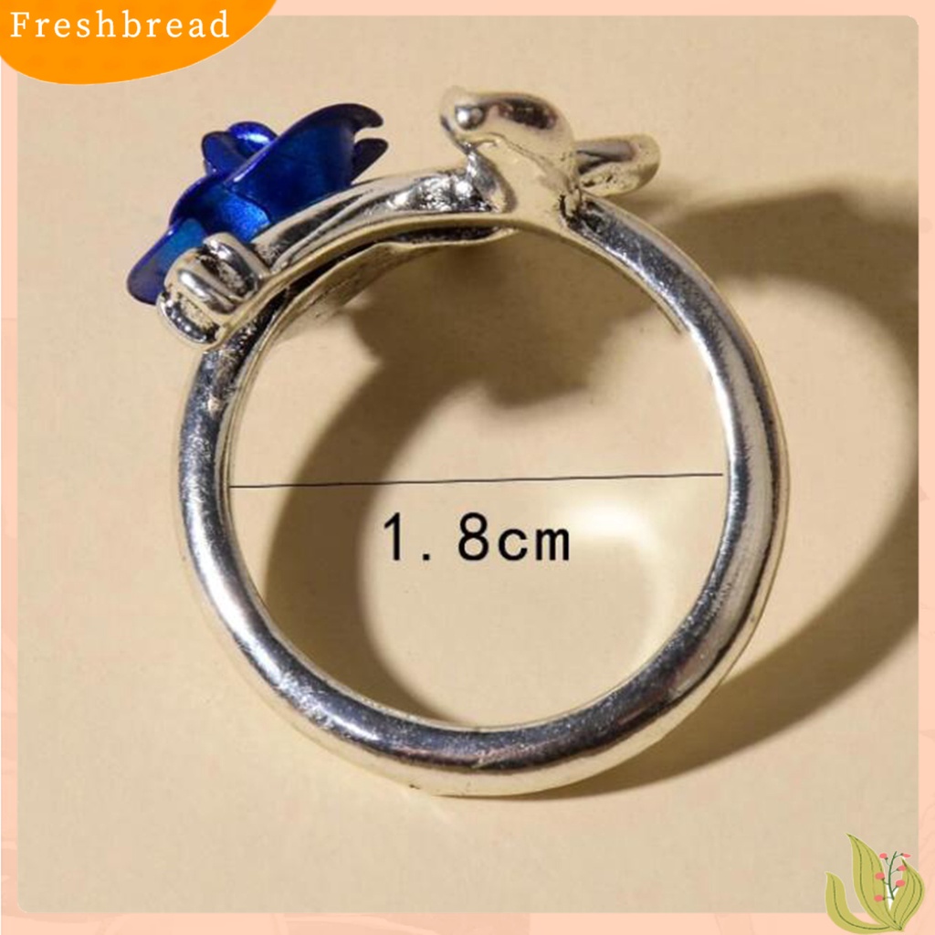 &lt; Freshbread &gt; Cincin Tunangan Two-tone Tipis Tembaga Wanita Bunga Mawar Daun Cincin Perhiasan Aksesoris