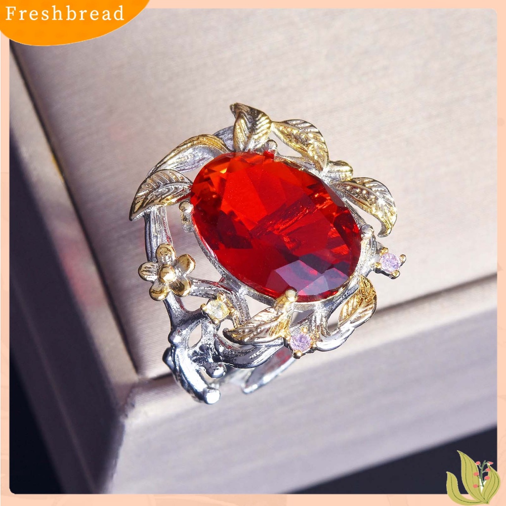 &lt; Freshbread &gt; Cincin Wanita Daun Pembukaan Perhiasan Adjustable Bright Luster Ring Untuk Pakaian Sehari-Hari