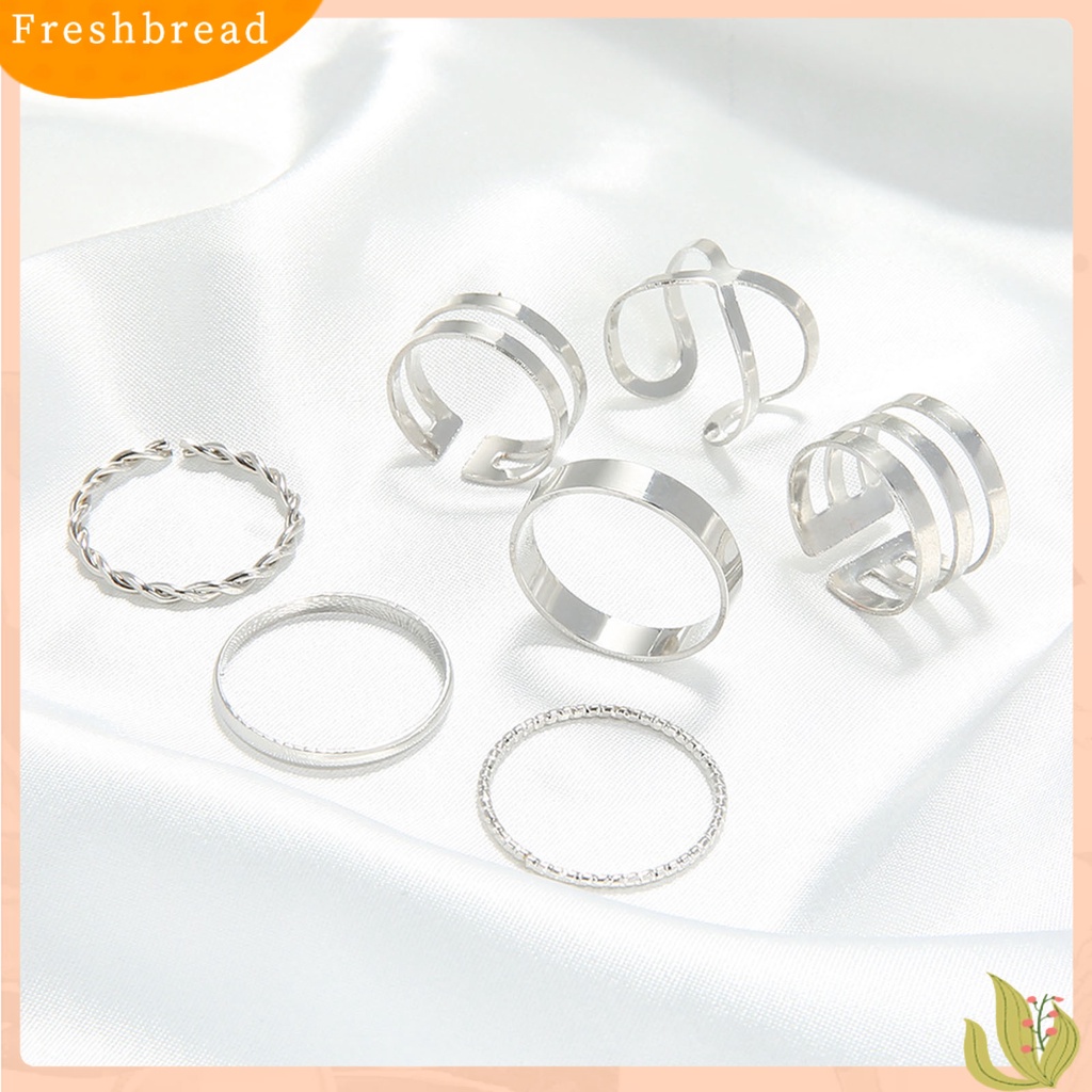 &lt; Freshbread &gt; 8Pcs/Set Cincin Fashion Cincin Jari Desain Melintir Geometris Dapat Ditumpuk Elegan Untuk Wanita