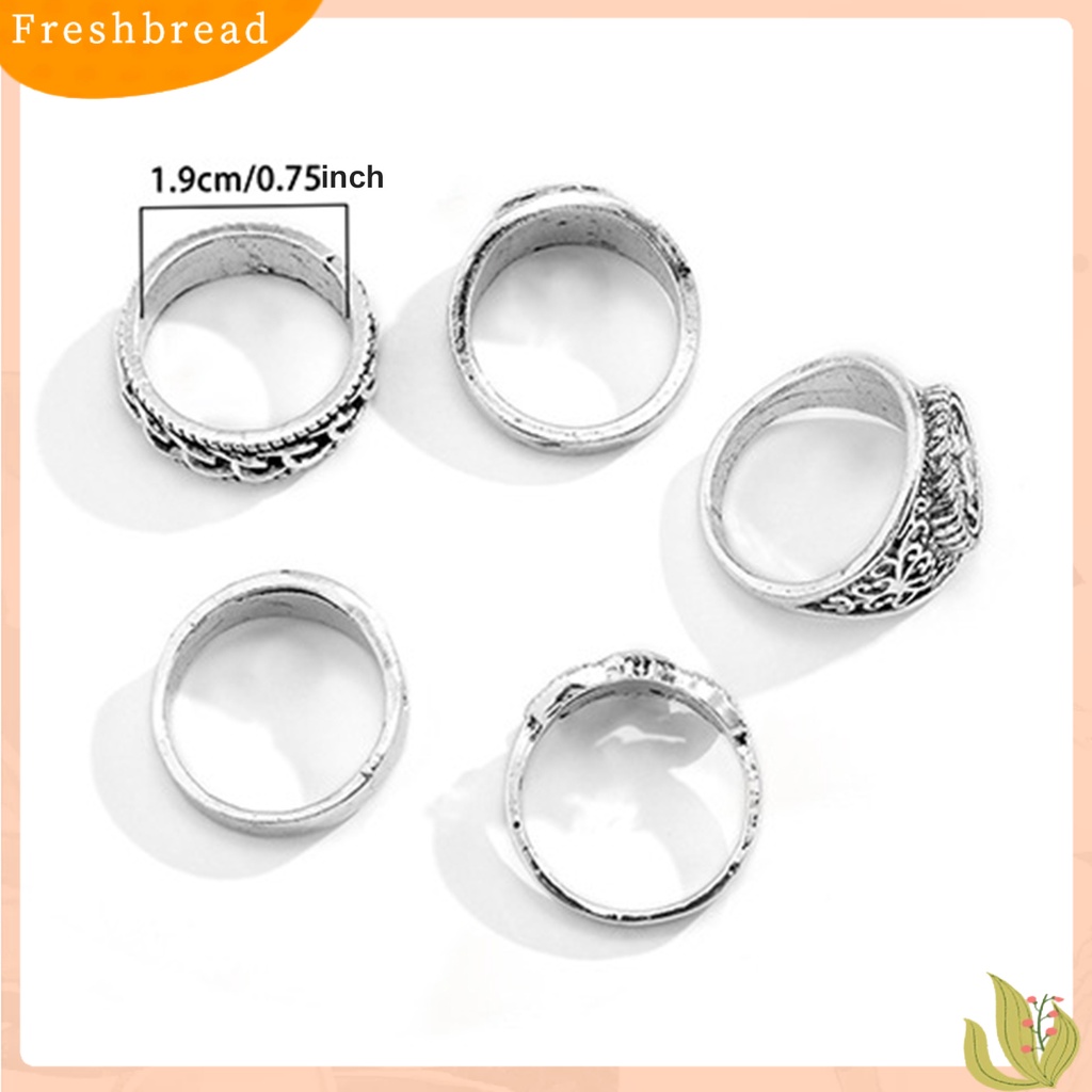 &lt; Freshbread &gt; 5Pcs/Set Cincin Buku Jari Pola Halus Geometris Mewah Retro Electroplating Dekorasi Perhiasan Pria Vintage Gothic Knuckle Joint Rings Untuk Pesta