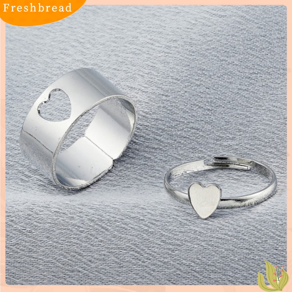 &lt; Freshbread &gt; 2pcs/Set Cincin Couple Warna Solid Matching Ring Gaya Punk Bentuk Bulan Cincin Pernikahan Hadiah Ulang Tahun