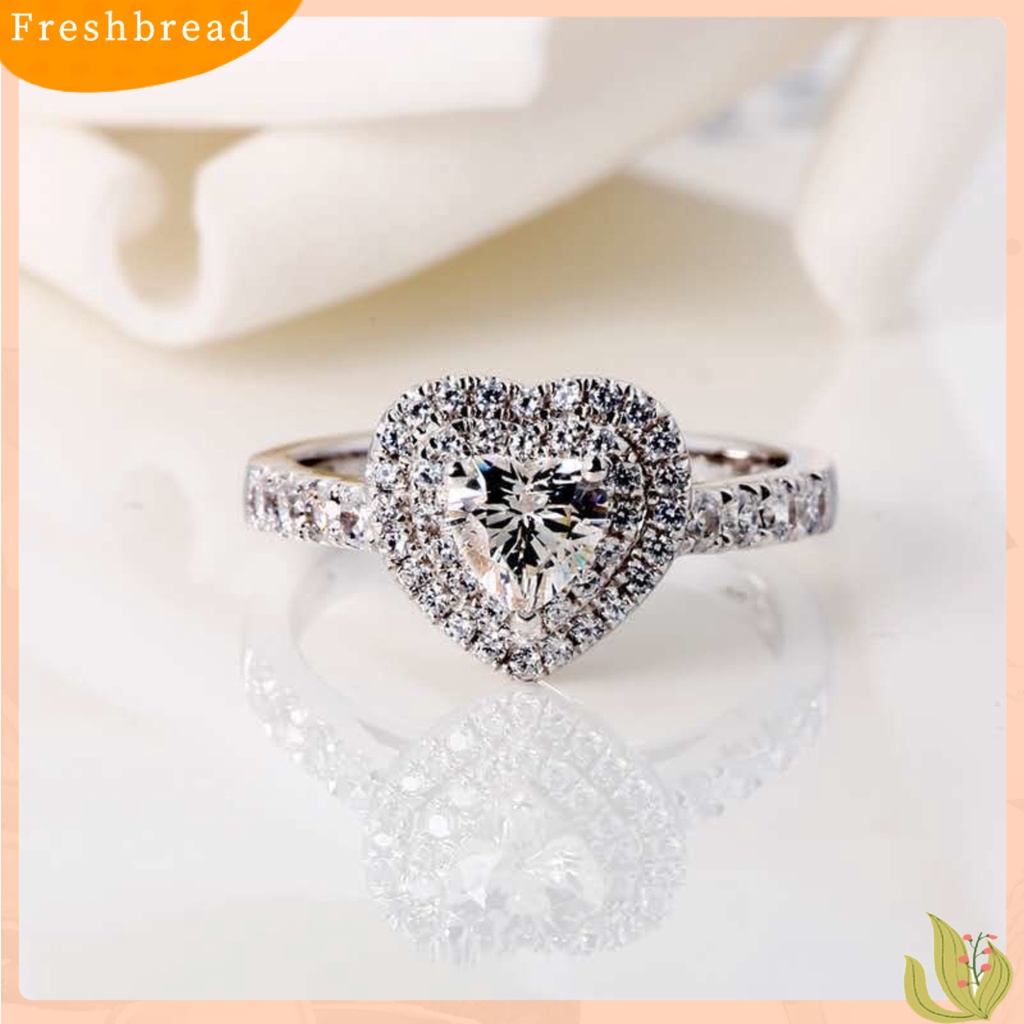 &lt; Freshbread &gt; Cincin Wanita Bentuk Hati Fashion Engagement Band Berlian Imitasi Hias Jari Perhiasan Aksesori Untuk Pernikahan