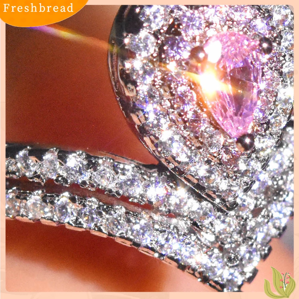 &lt; Freshbread &gt; Wanita Cincin Berbentuk Tetesan Air Perhiasan Moissanite Imitasi Cincin Kilau Terang Indah Untuk Perjamuan